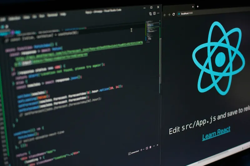 React logo with code